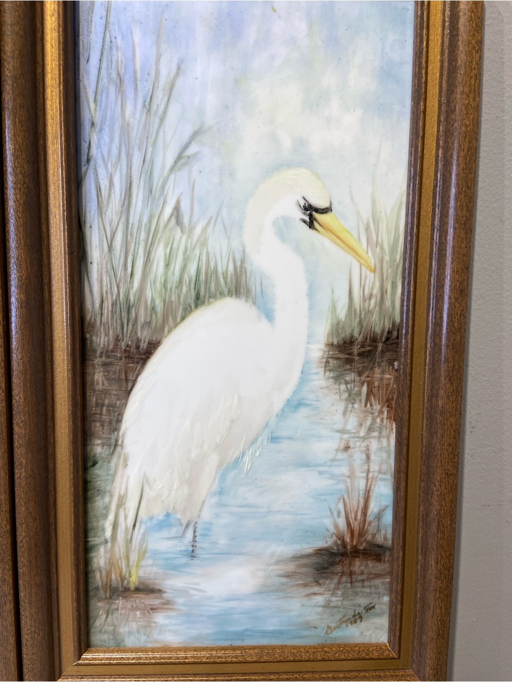 Pair of Hand Painted Birds on Porcelain Tile - Picture 5 of 10